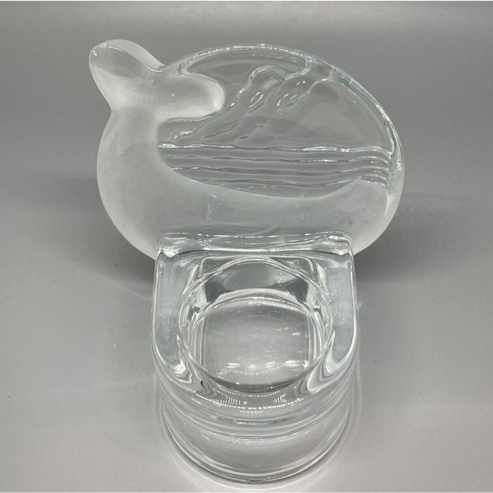 Partylite Orca Whale Tea Light Votive Candle Holder Frosted Glass - Picture 2 of 4